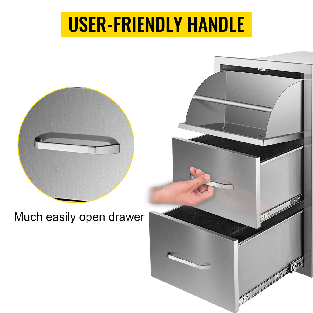 SucceBuy Stainless-Steel Outdoor BBQ Kitchen Drawers
