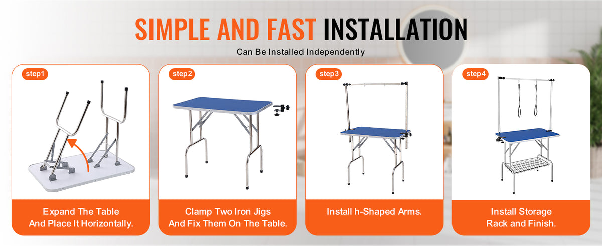 SucceBuy Folding Pet Grooming Table with Two Arms