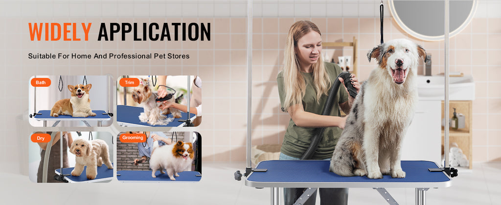 SucceBuy Folding Pet Grooming Table with Two Arms