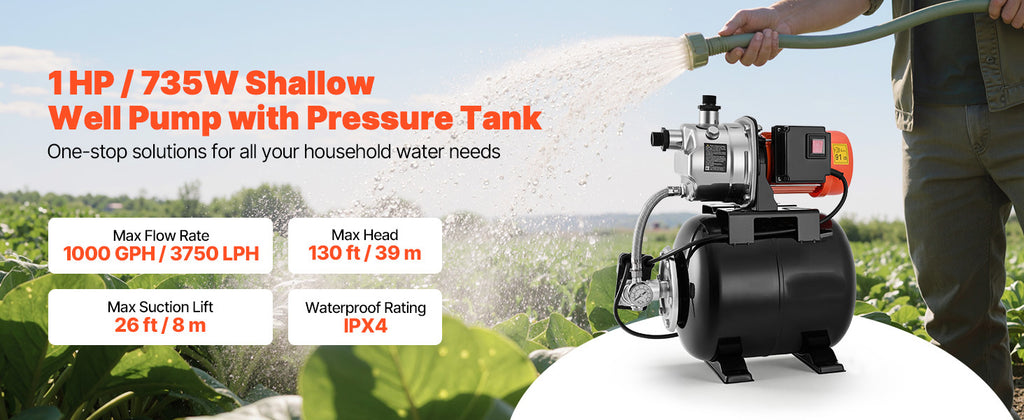 SucceBuy 120V Shallow Well Pump with Pressure Tank