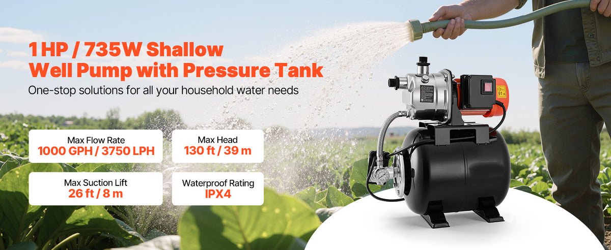 SucceBuy 120V Shallow Well Pump with Pressure Tank