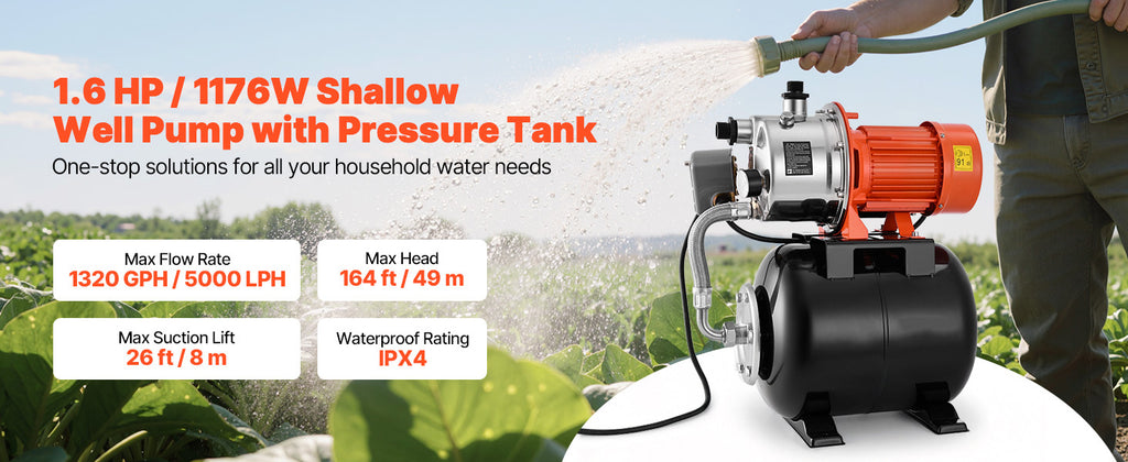 SucceBuy 120V Shallow Well Pump with Pressure Tank