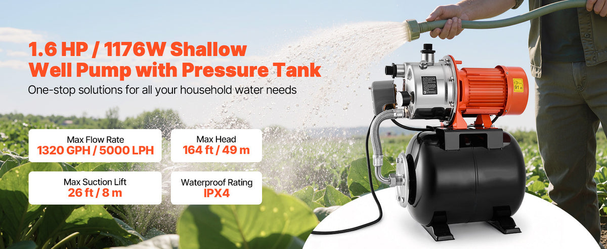 SucceBuy 120V Shallow Well Pump with Pressure Tank