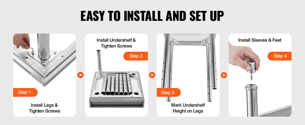 SucceBuy Stainless-Steel Kitchen Prep Work Table