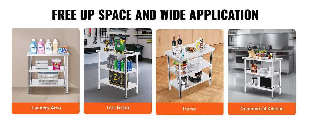SucceBuy Stainless-Steel Kitchen Prep Work Table