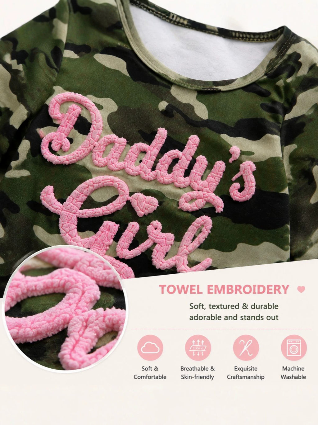 Daddy's Girl camo baby jumpsuit and bow hat set