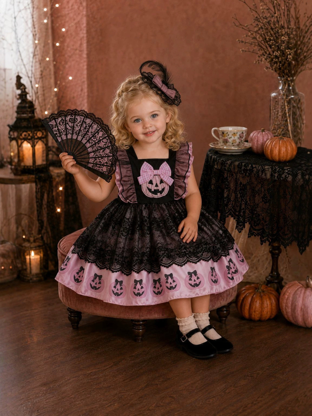 Halloween Pumpkin Lace & Ruffle Dress image 2