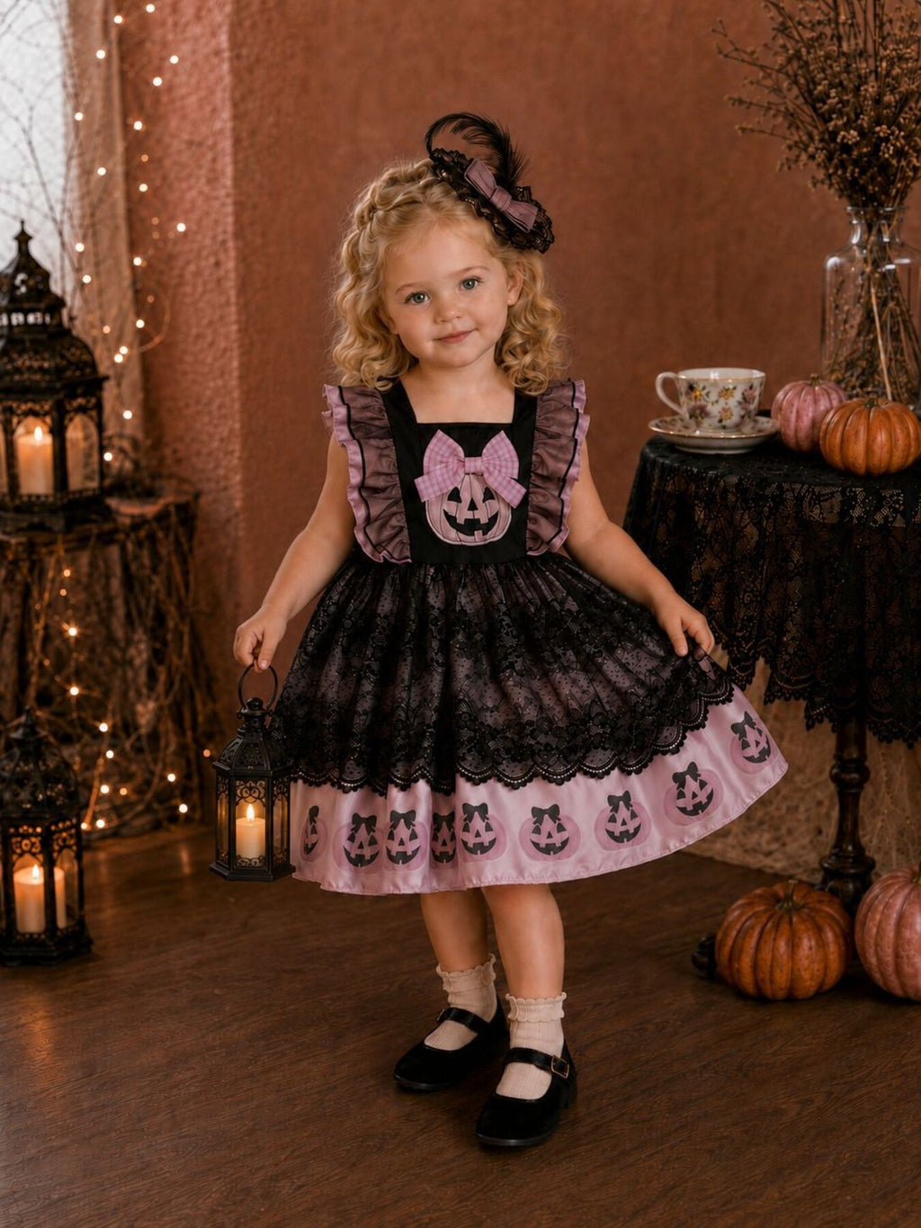 Halloween Pumpkin Lace & Ruffle Dress image 3