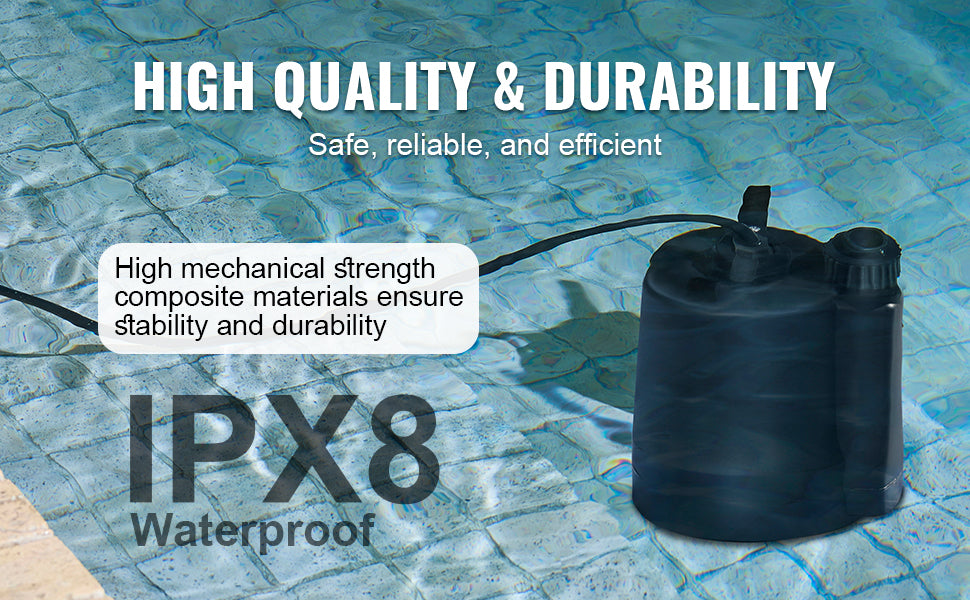 SucceBuy 1/3 HP 2450 GPH Submersible Utility Pump