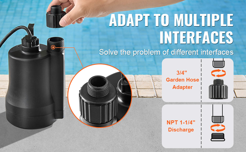 SucceBuy 1/3 HP 2450 GPH Submersible Utility Pump