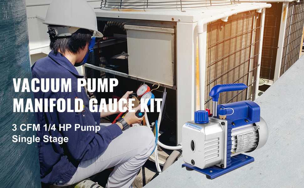 SucceBuy 3 CFM HVAC Vacuum Pump & Manifold Gauge Kit