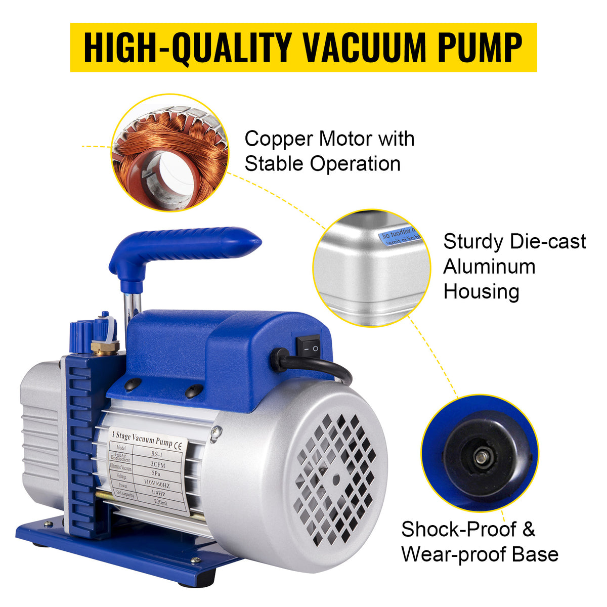 SucceBuy 3 CFM HVAC Vacuum Pump & Manifold Gauge Kit