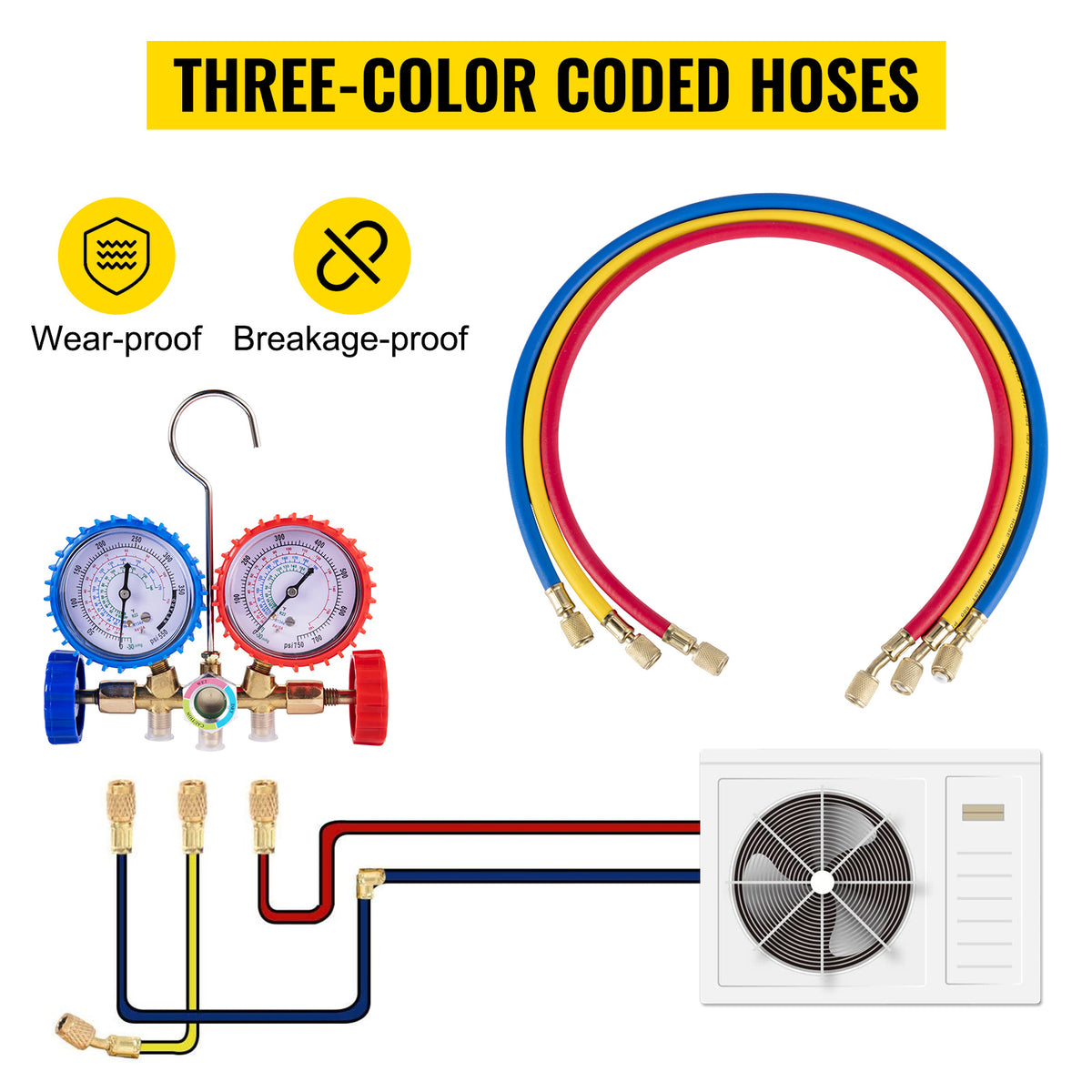 SucceBuy 3 CFM HVAC Vacuum Pump & Manifold Gauge Kit