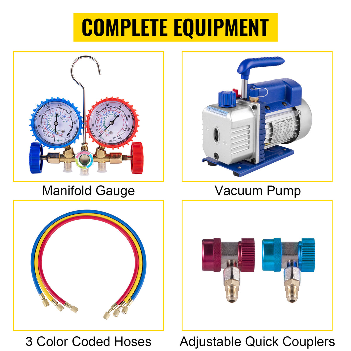 SucceBuy 3 CFM HVAC Vacuum Pump & Manifold Gauge Kit