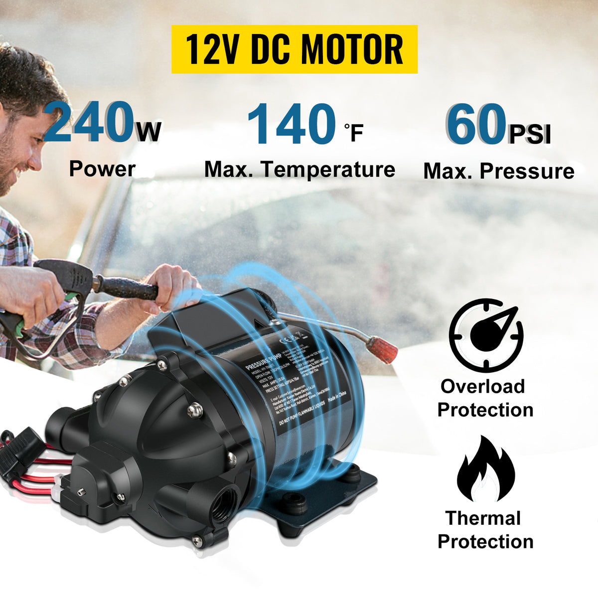 SucceBuy 12V 7 GPM RV & Marine Washdown Pump